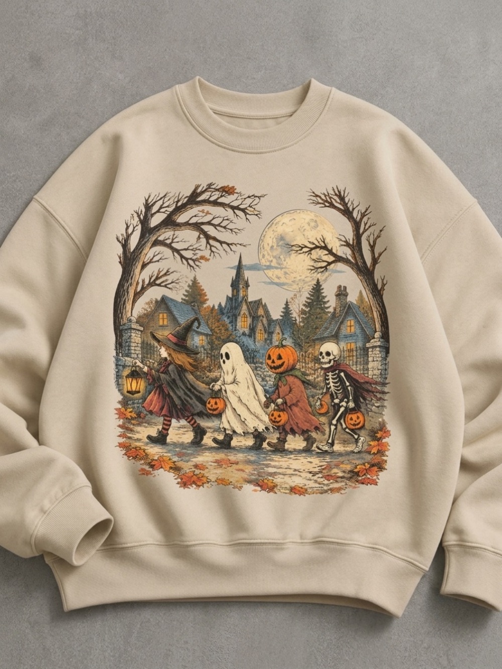 Gildan Vintage Halloween Trick-or-Treat Graphic Sweatshirt, Haunted Fall Gift